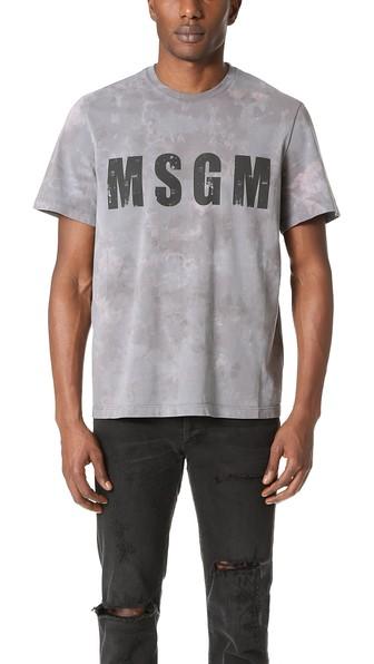 Msgm Acid Washed Logo Tee