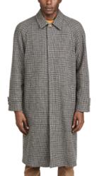 De Bonne Facture Italian Wool Houndstooth Long Mac Coat