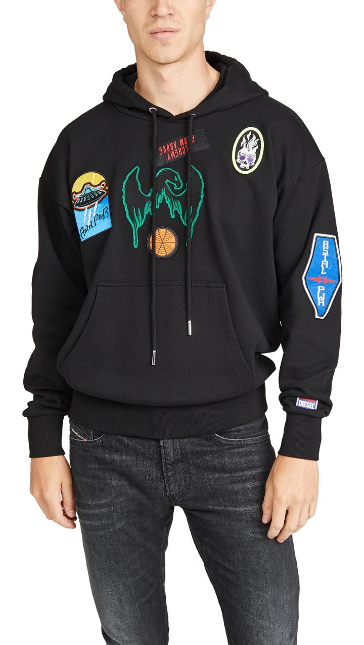 Diesel S Alby Patches Long Sleeve Hoodie