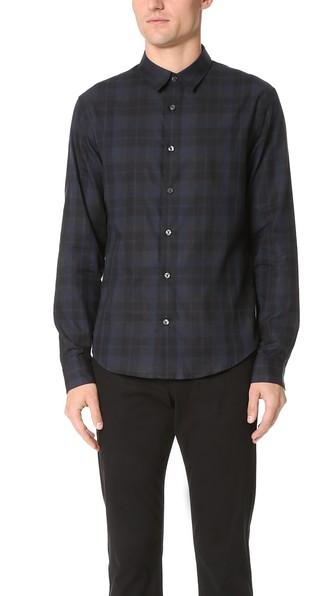 Vince Lightweight Plaid Flannel Shirt