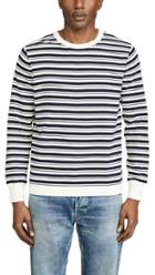 J Crew Allover Double Stripe Crew Neck Sweatshirt