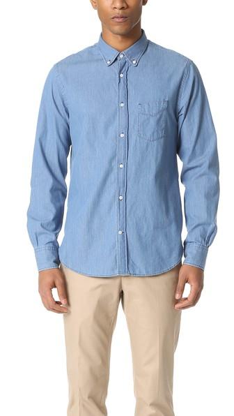 Officine Generale Denim Button Down Shirt