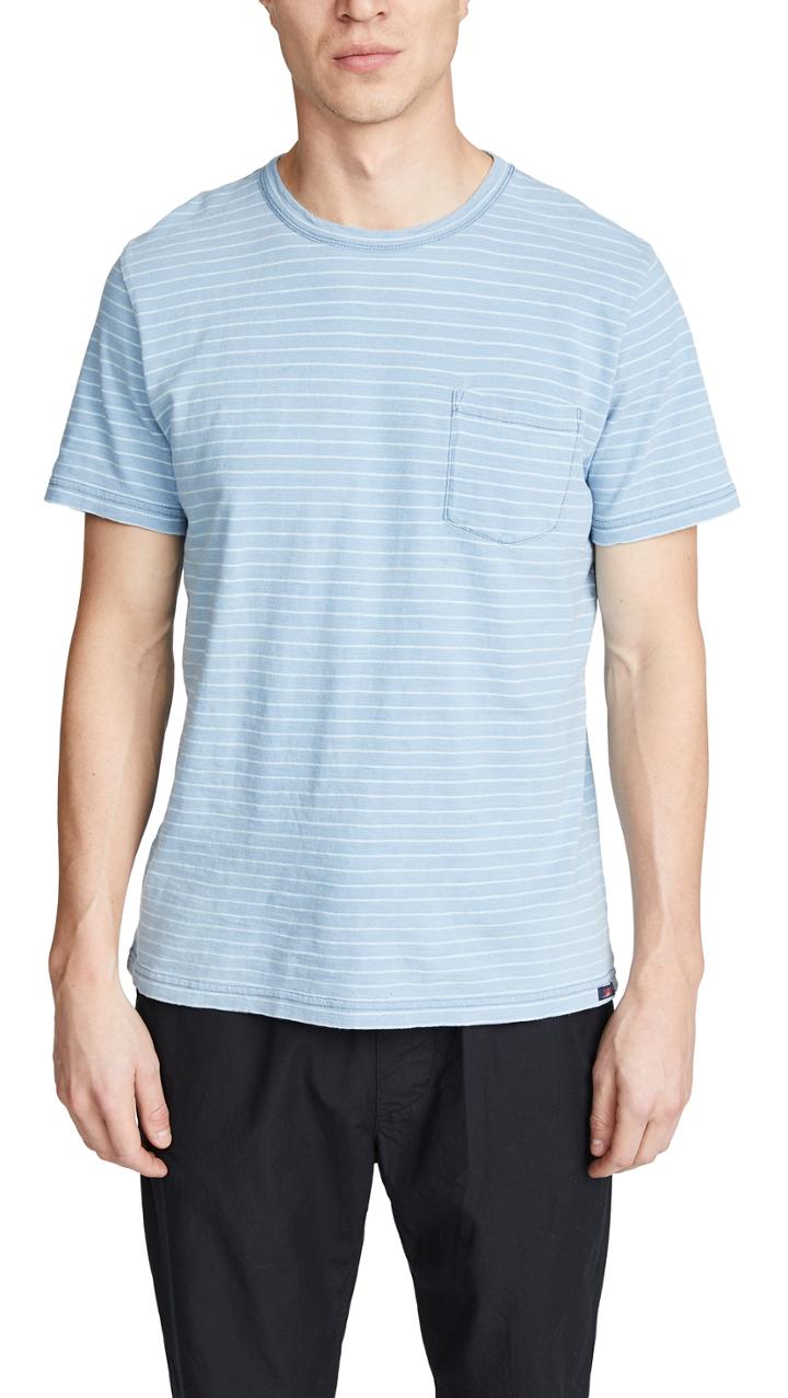 Faherty Short Sleeve Indigo Pocket T Shirt