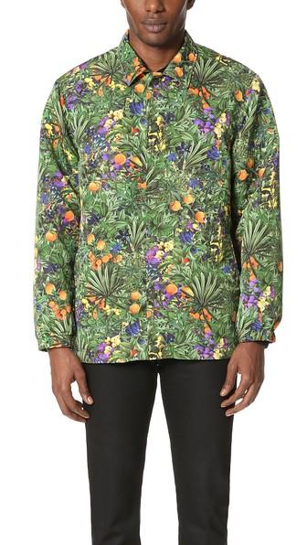 White Mountaineering Tropical Pattern Printed Taffeta Coach Jacket