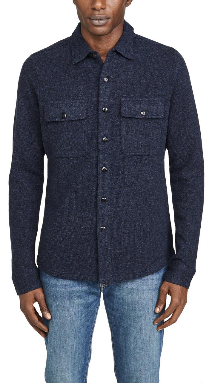 Faherty Long Sleeve Wool Cpo Sweater