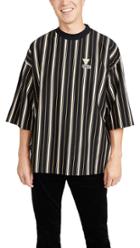 Maison Kitsune Oversized 3 4 Sleeve T Shirt With Stripes