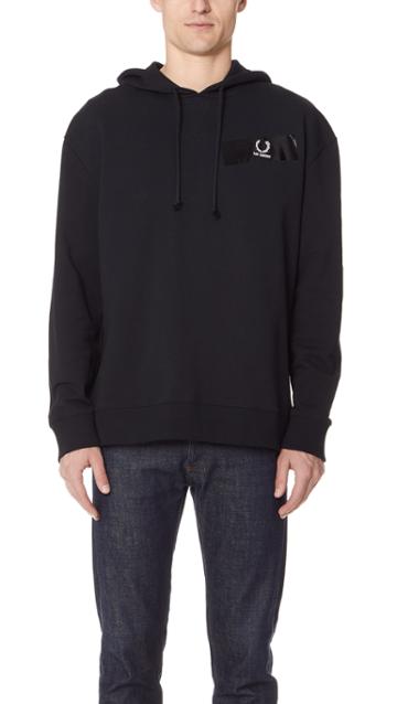 Fred Perry By Raf Simons Tape Detail Hooded Sweatshirt