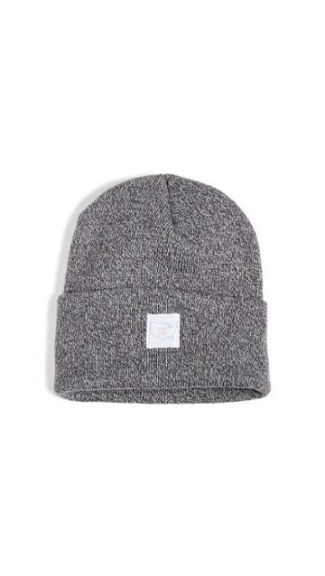 Save Khaki Map Label Cuff Beanie Hap
