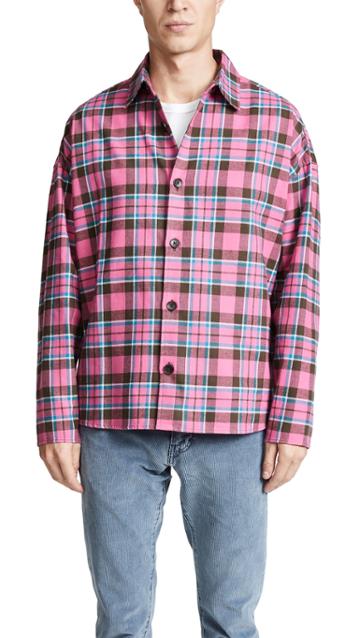 Gustav Von Aschenbach Boxy Plaid Flannel Shirt