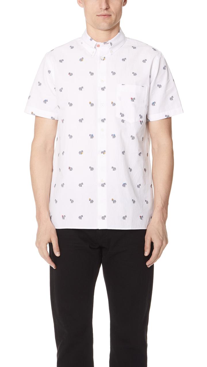 Ps By Paul Smith Short Sleeve Casual Fit Zebra Shirt