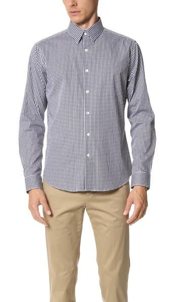 Theory Sylvain Gingham Dress Shirt