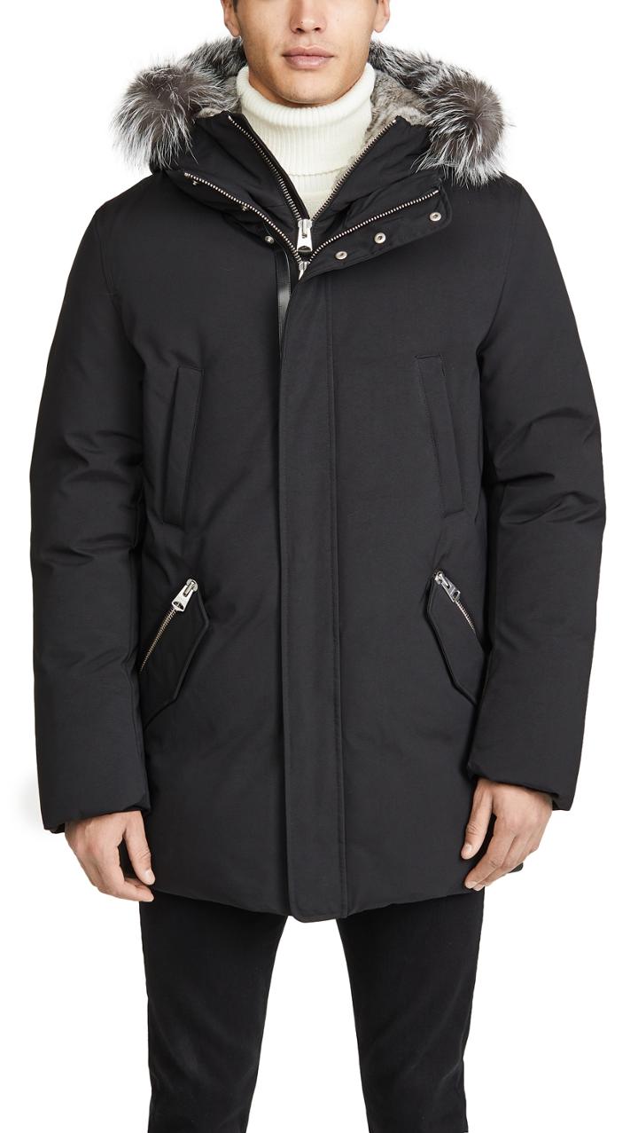 Mackage Down Coat With Removable Hooded Bib Silverfox Fur