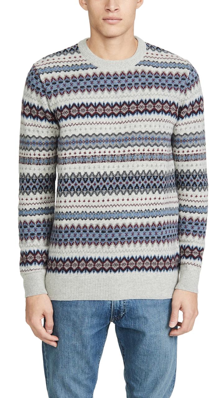 Barbour Long Sleeve Case Fair Isle Crew Neck Sweater