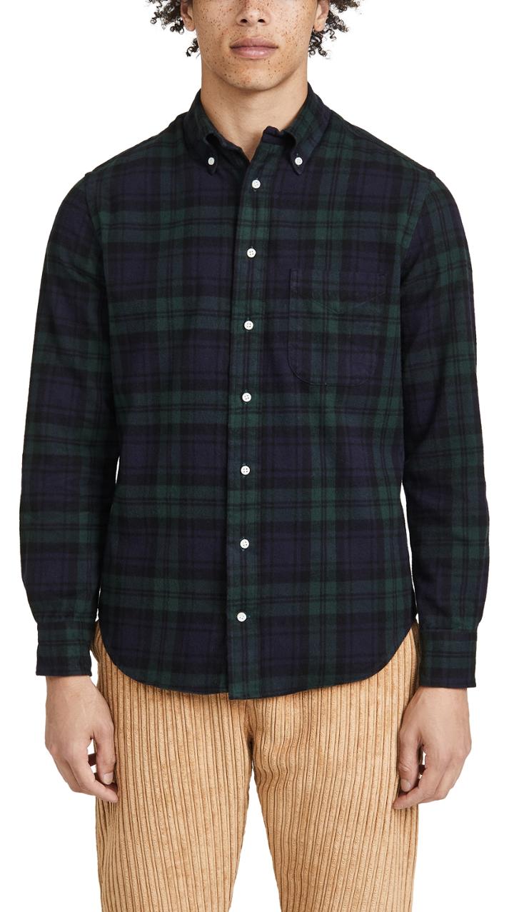 Gitman Vintage Shaggy Brushed Blackwatch Oxford Button Down Shirt