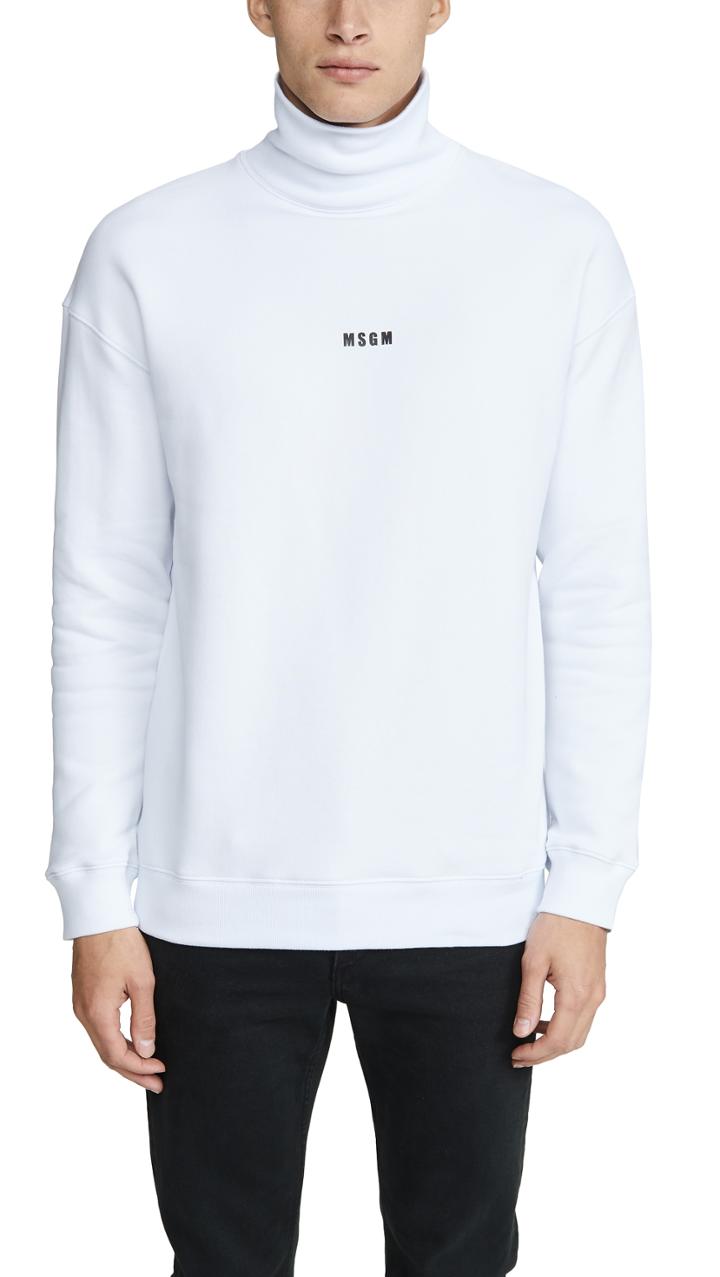 Msgm Mock Neck Logo Pullover