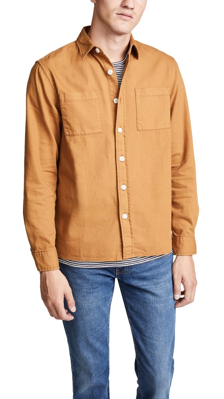 Saturdays Nyc Nolan Washed Denim Long Sleeve Shirt