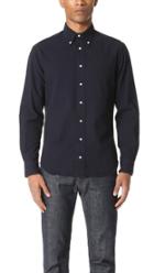 Gitman Vintage Long Sleeve Navy Over Dye Seersucker Shirt