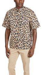 Msgm Leopard Print Short Sleeve Button Down Shirt