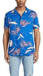 Rvca Short Sleeve Blue Crane Shirt