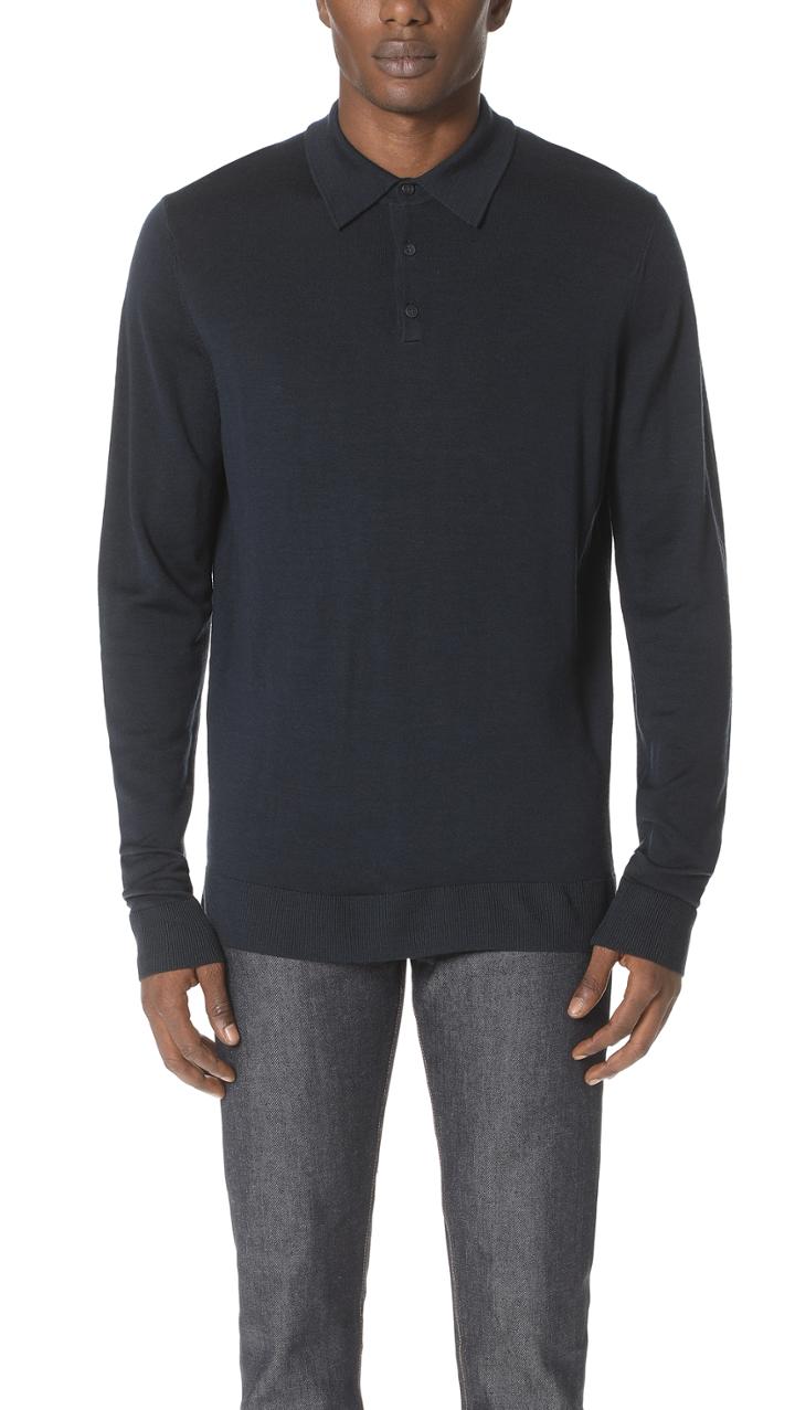 Sunspel Long Sleeve Merino Polo