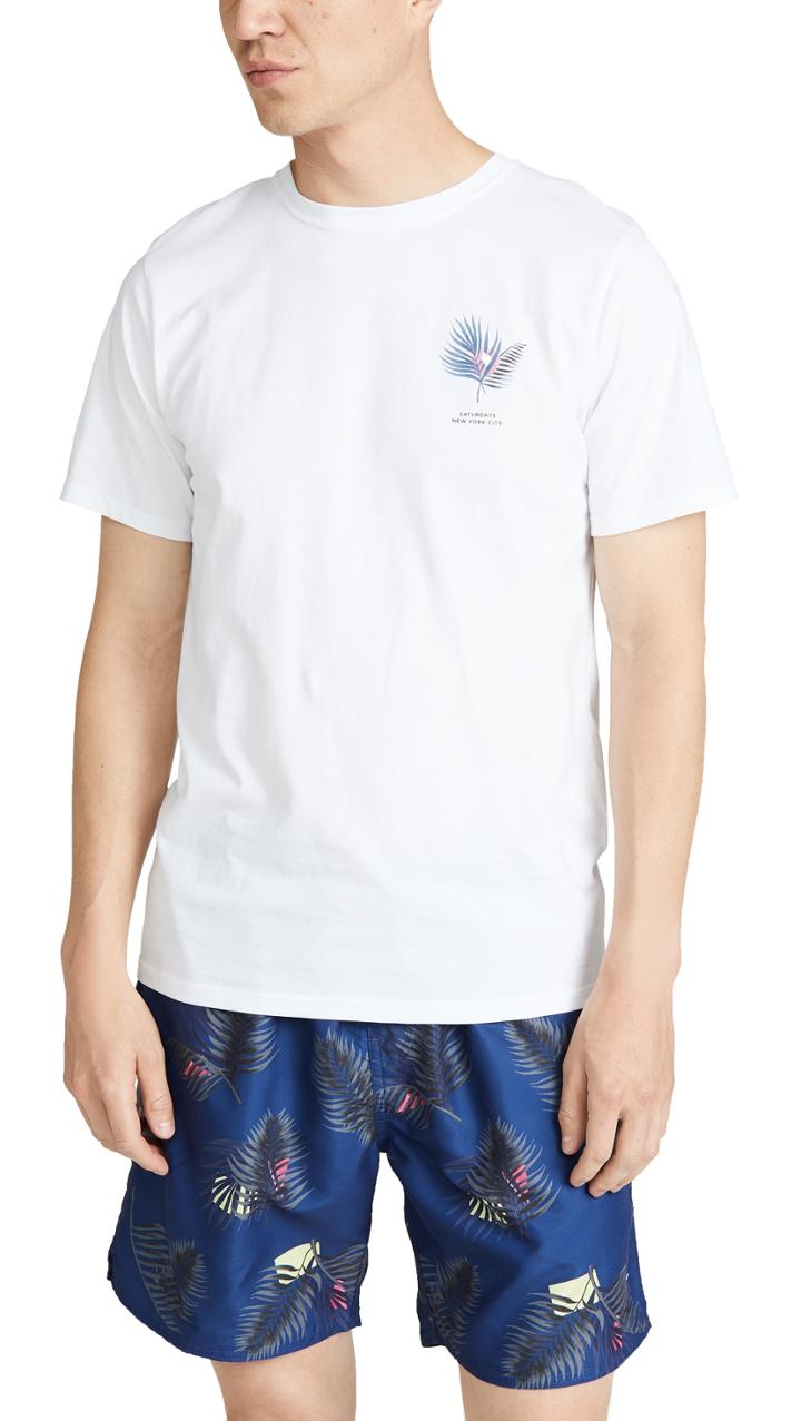 Saturdays Nyc Peak Palm Floral Logo Shirt