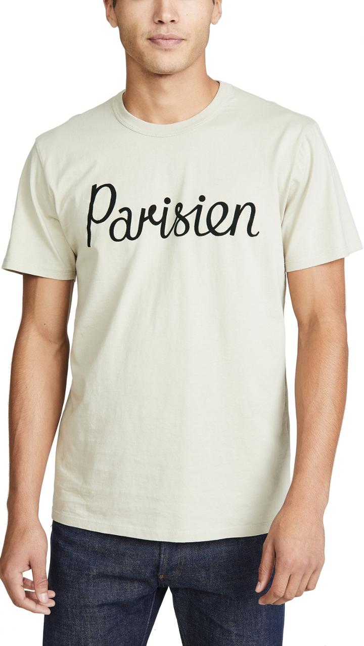 Maison Kitsune Short Sleeve T Shirt With Parisien Print