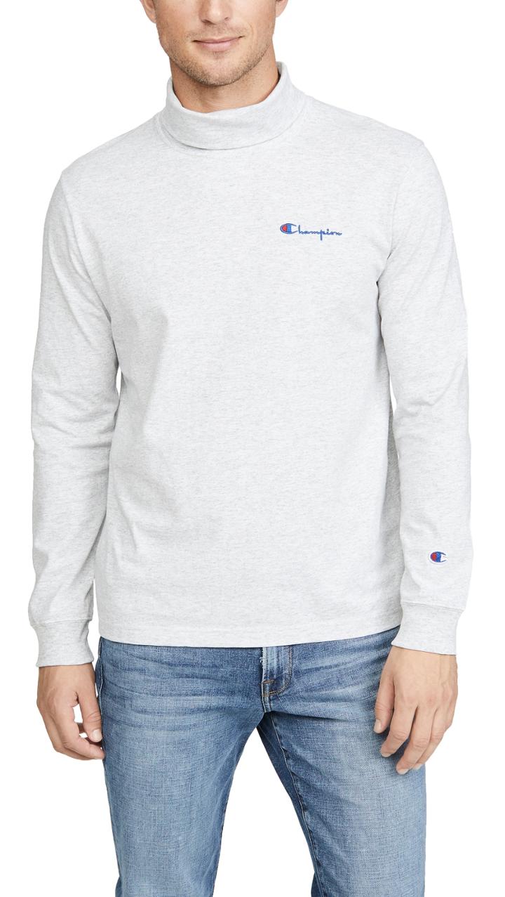 Champion Premium Reverse Weave Mock Neck Long Sleeve T Shirt