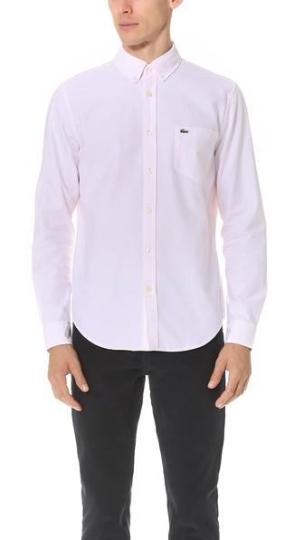 Lacoste Bengal Stripe Button Down Oxford Shirt