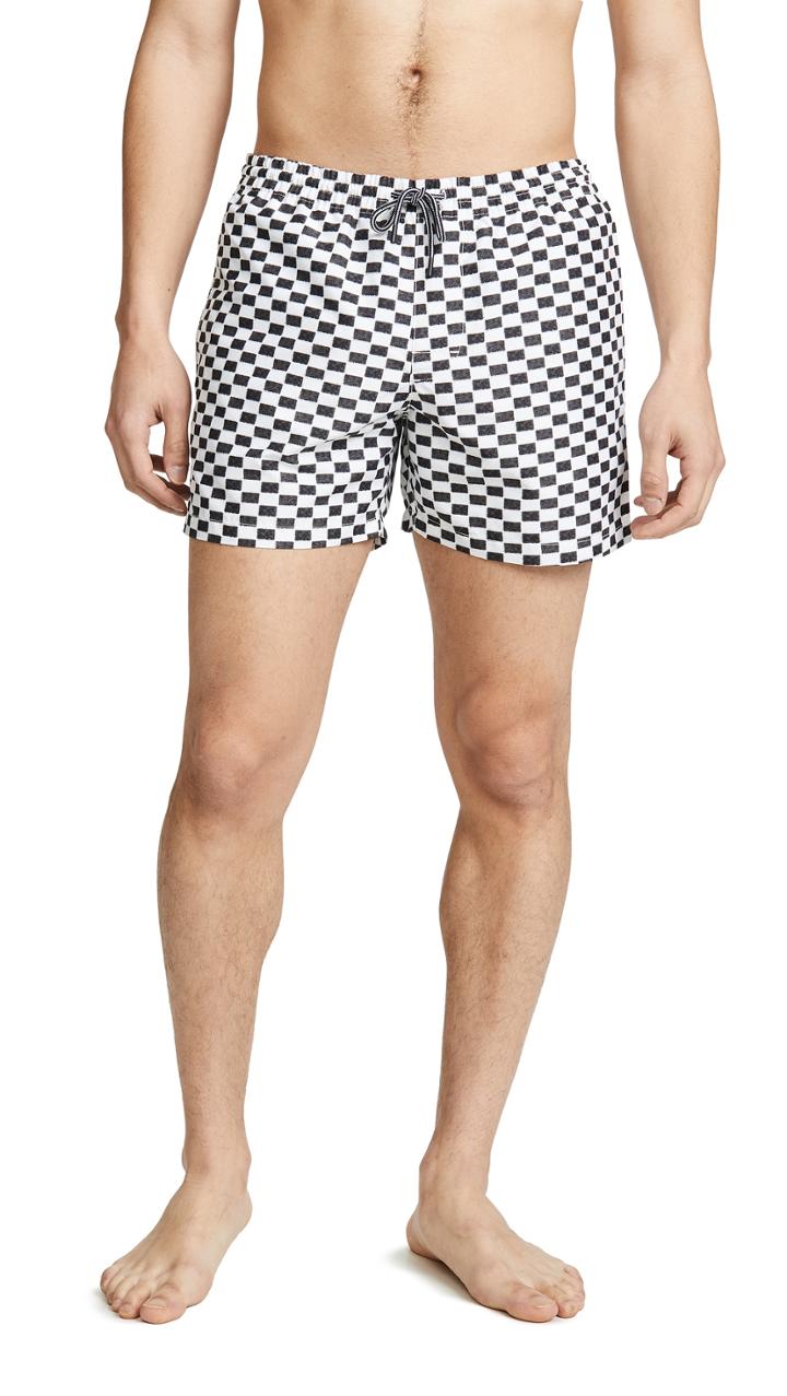 Club Monaco Arlen Checkerboard Swim Trunks