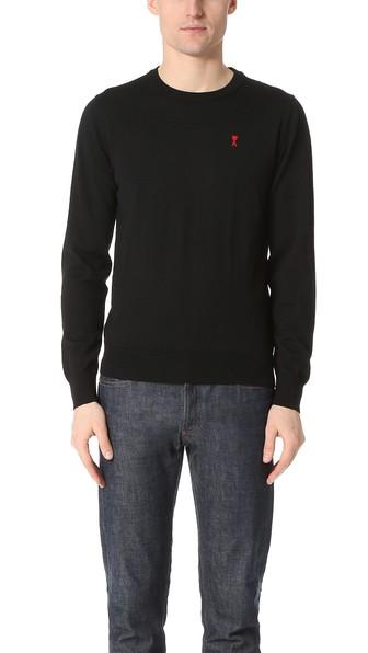 Ami Patch Crew Neck Sweater