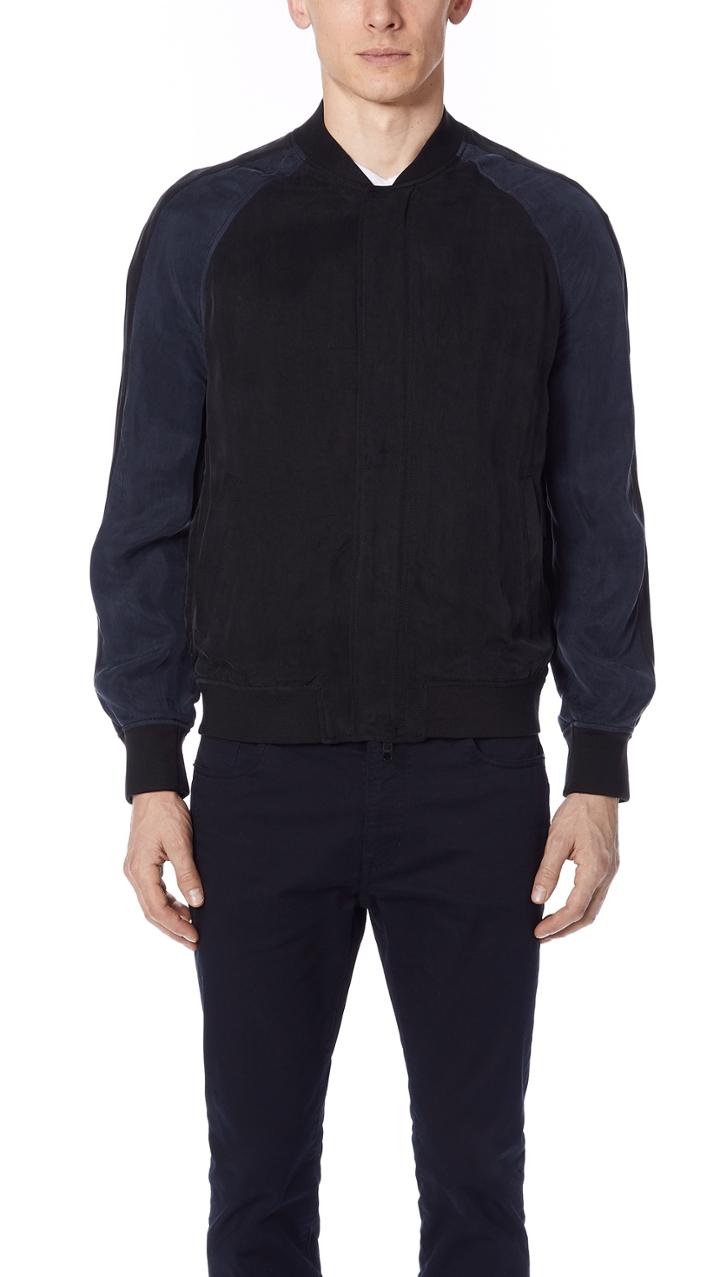 Vince Washed Satin Bomber Jacket