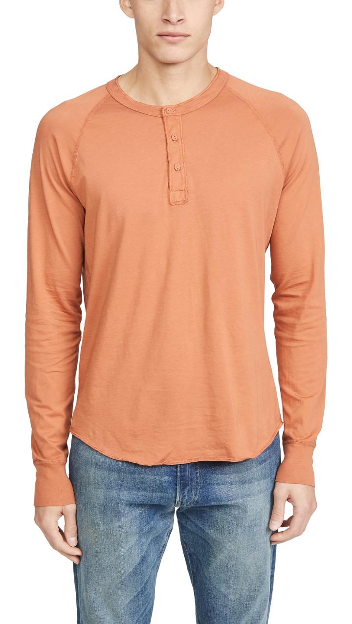 Save Khaki Long Sleeve Pima Cotton Henley