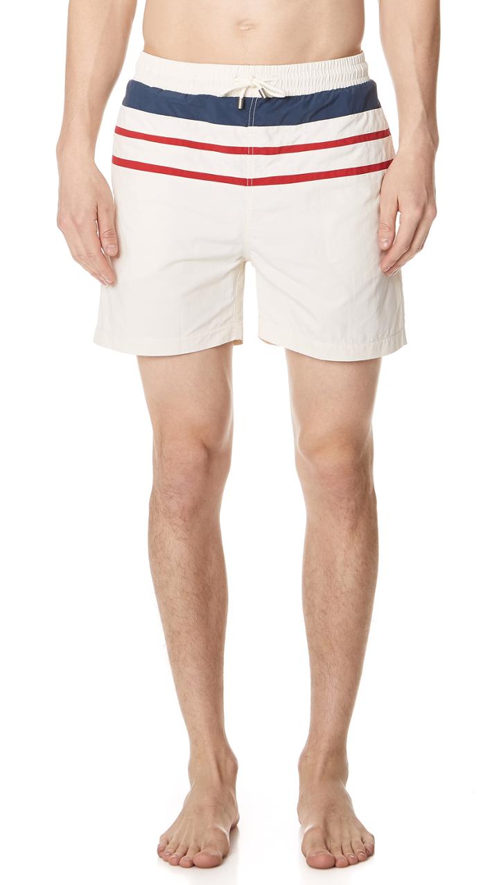 Solid Striped The Classic White Trunks With Stripes