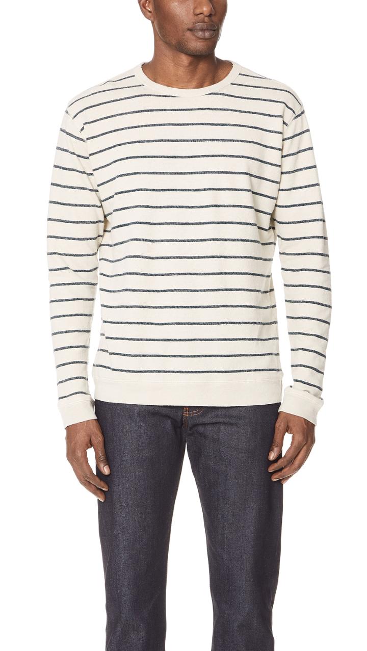 Mollusk Stripe Hemp Crew Sweatshirt