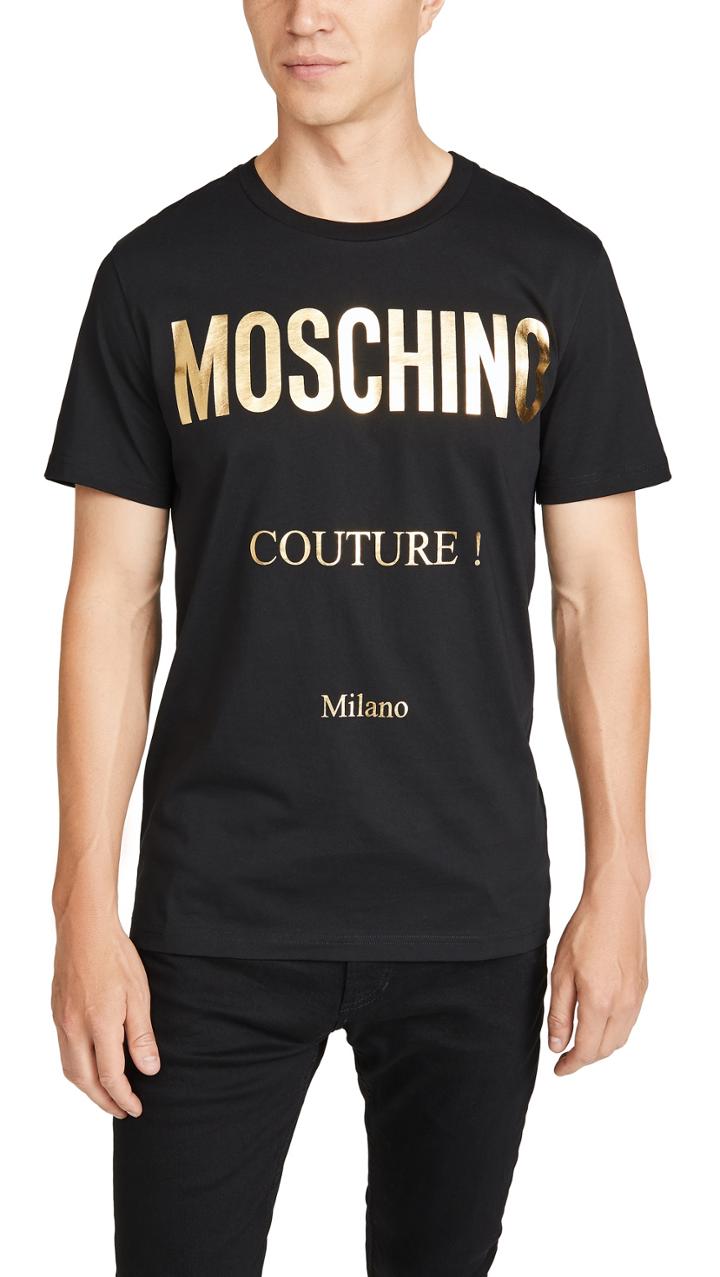Moschino Gold Foil Logo Tee Shirt
