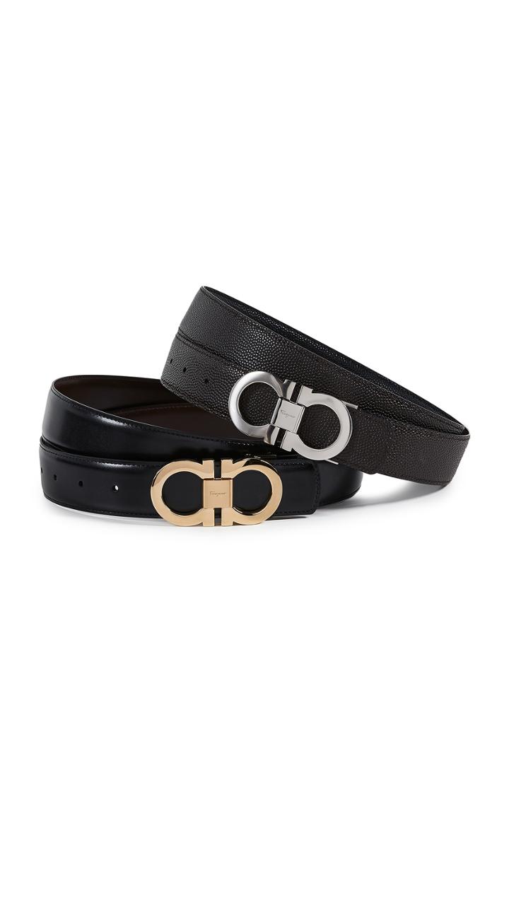 Salvatore Ferragamo Gancini Buckle Reversible Belt Box Set