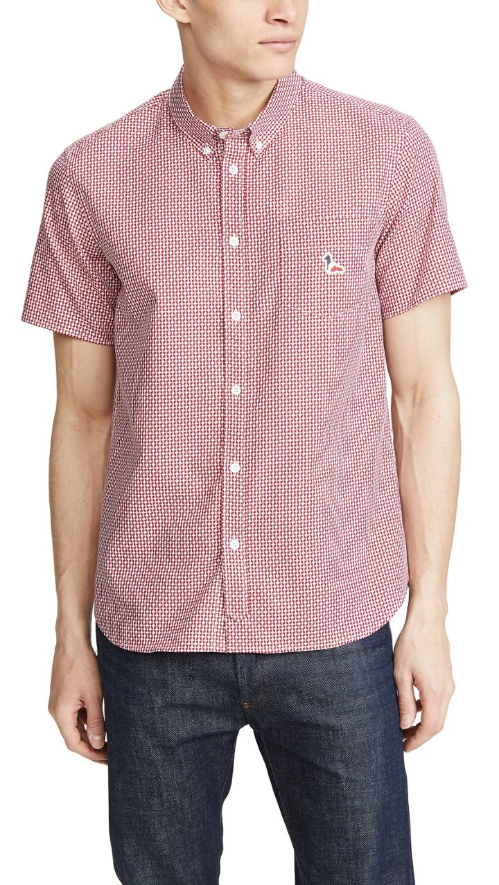 Maison Kitsune Pattern Short Sleeve Shirt