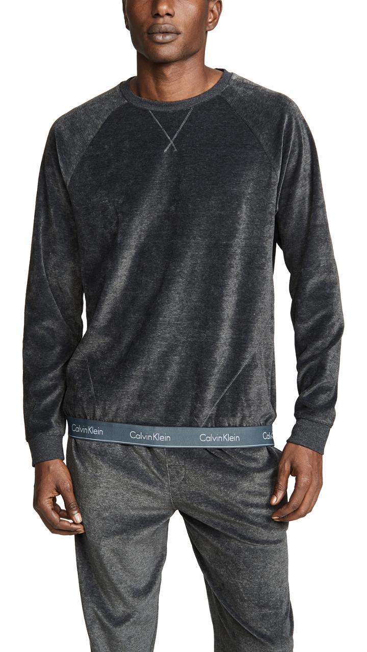 Calvin Klein Underwear Modern Long Sleeve Cotton Stretch Velour Sweatshirt