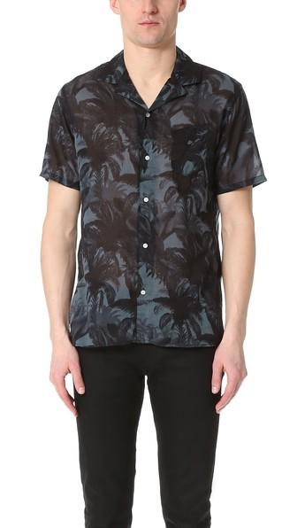 Officine Generale Japanese Print Short Sleeve Shirt