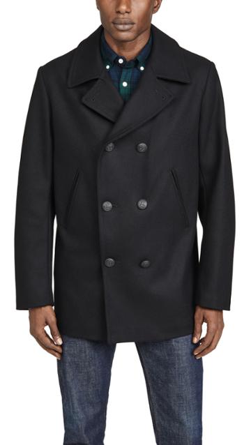 Armor Lux Noir Mid Length Pea Coat