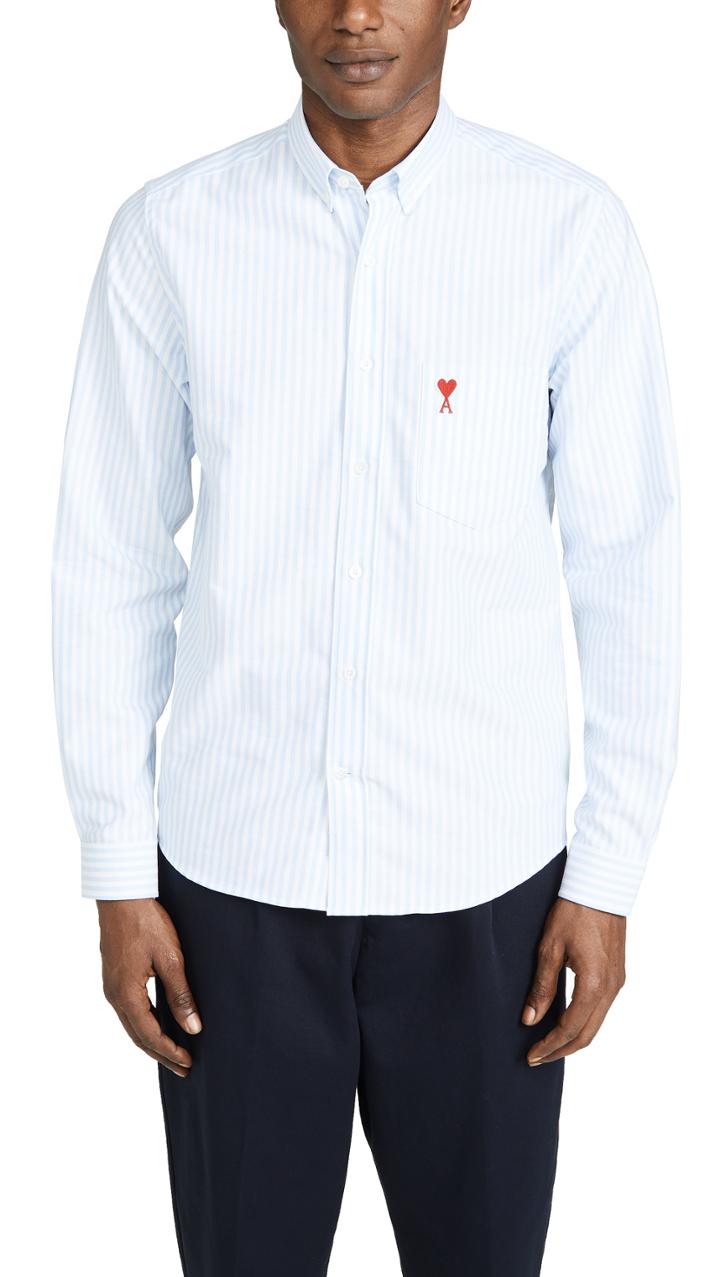 Ami Logo Button Down Shirt