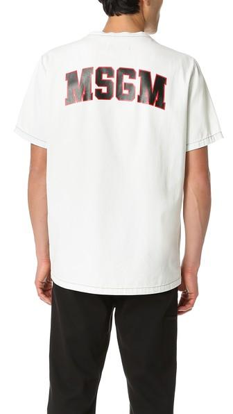 Msgm Bleached Denim Logo Pullover
