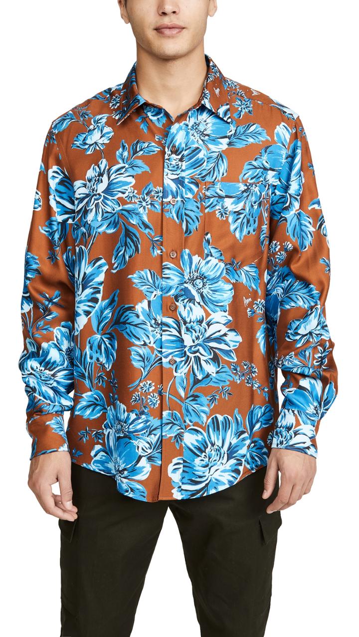 Ami Floral Long Sleeve Button Down Shirt