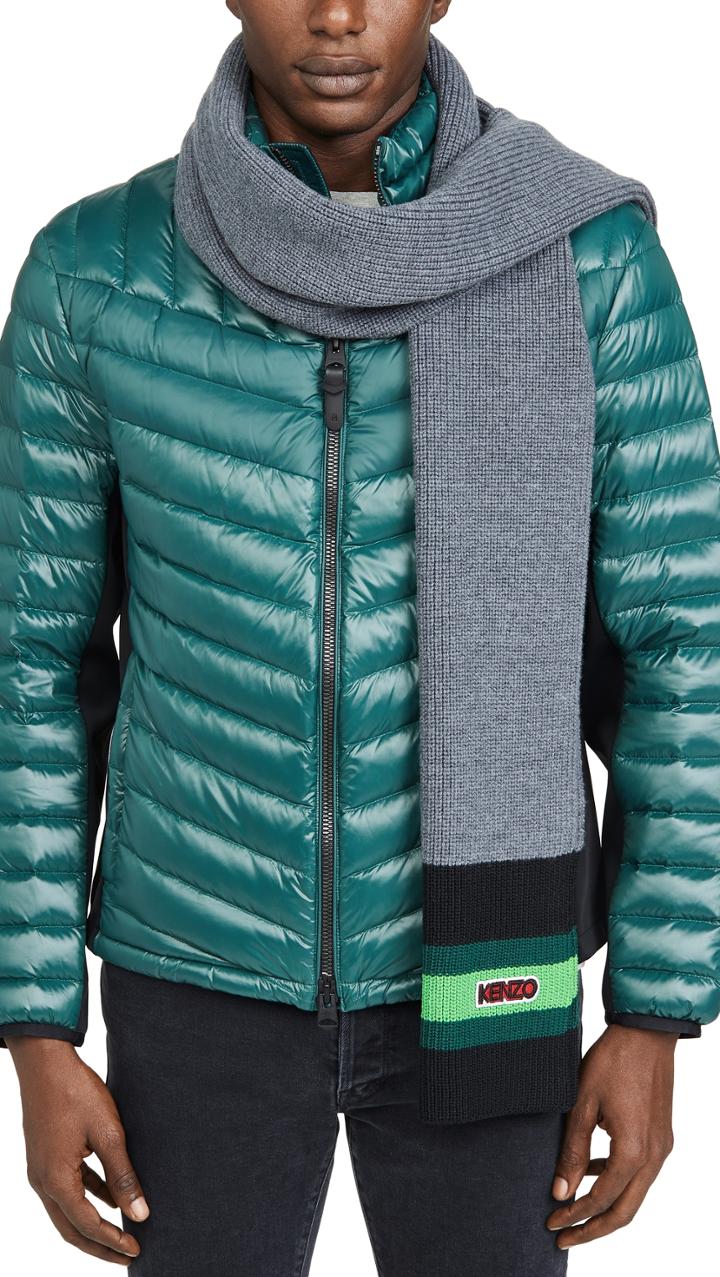 Kenzo Logo Tag Knit Scarf