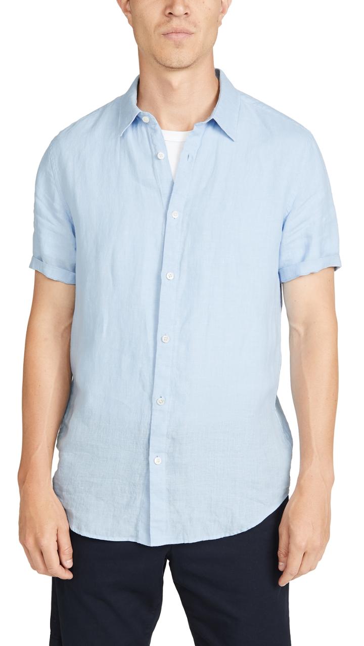 Theory Irving Short Sleeve Summer Linen Shirt