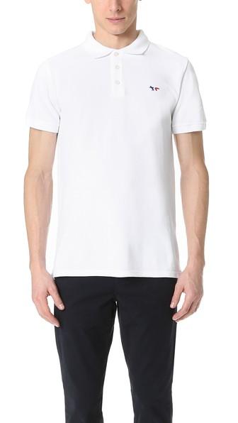Maison Kitsune Tricolor Fox Patch Polo Shirt
