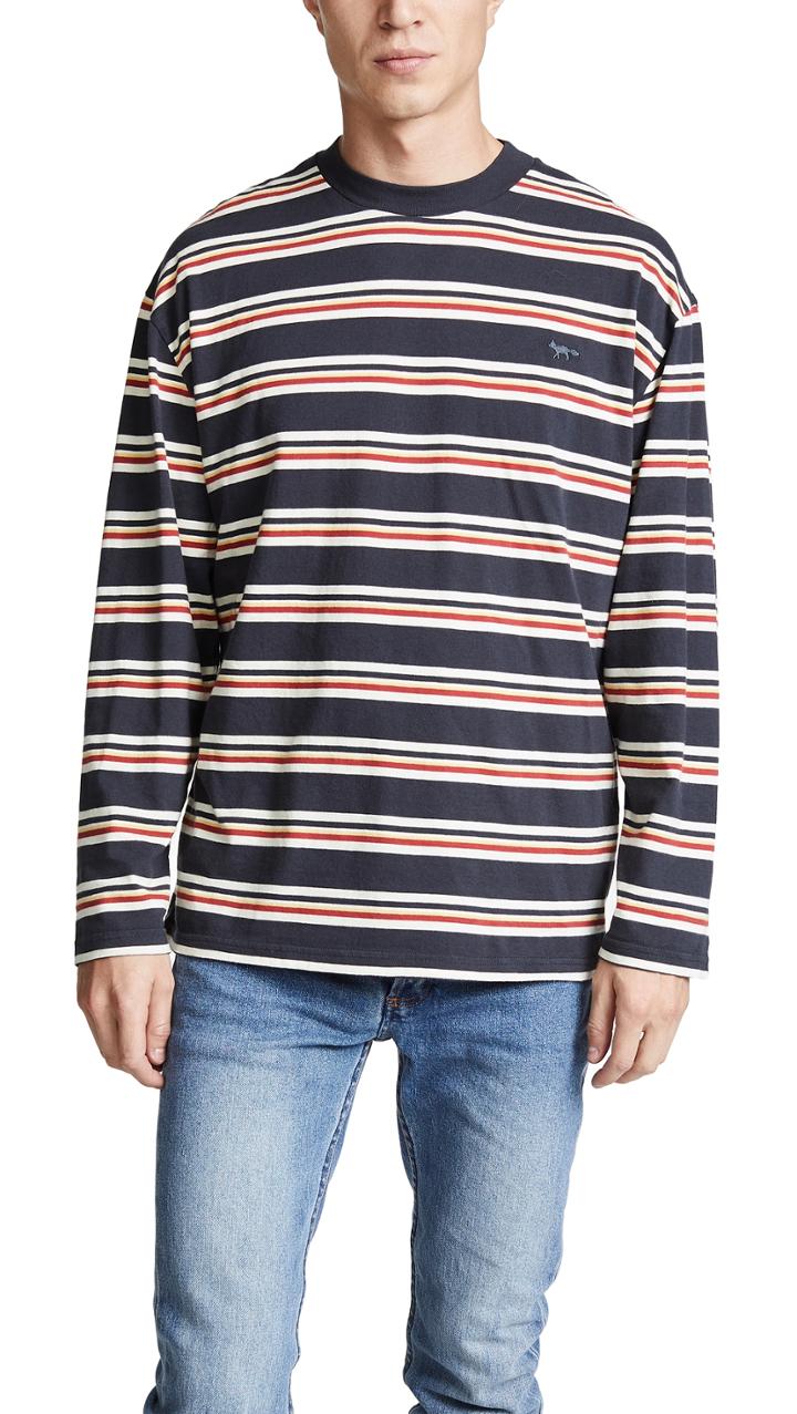 Maison Kitsune Long Sleeve Striped T Shirt