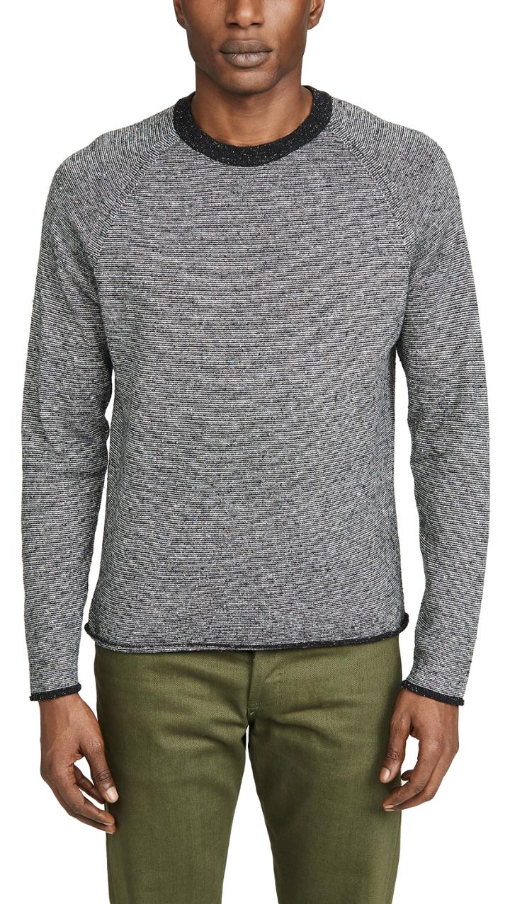 Billy Reid Cotton Silk Stripe Crew Pullover