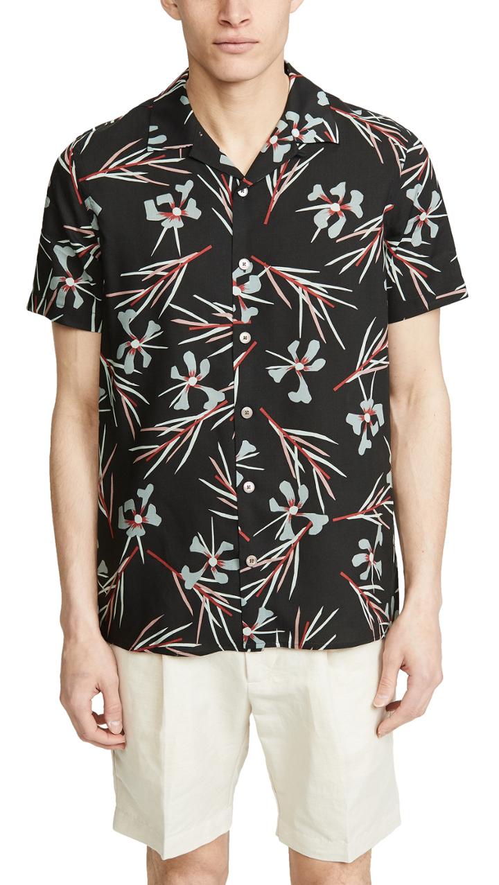 Ps Paul Smith Button Down Shirt With Floral Print