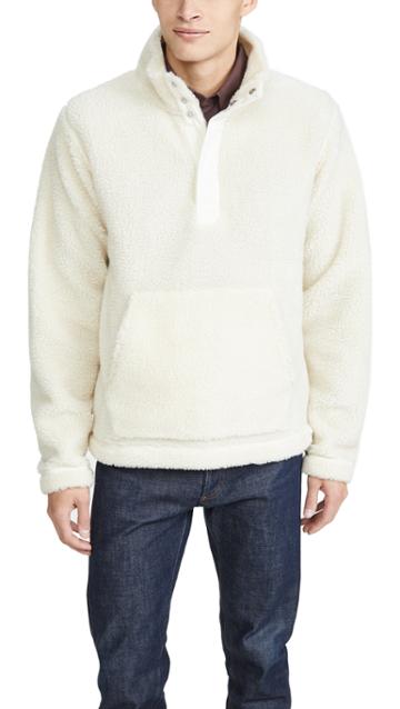 Albam Curly Fleece Snap Neck Pullover